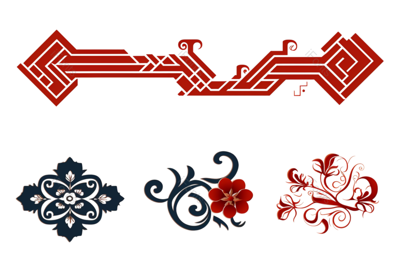 装饰图片,欧式元素,花纹PNG,中式免抠素材